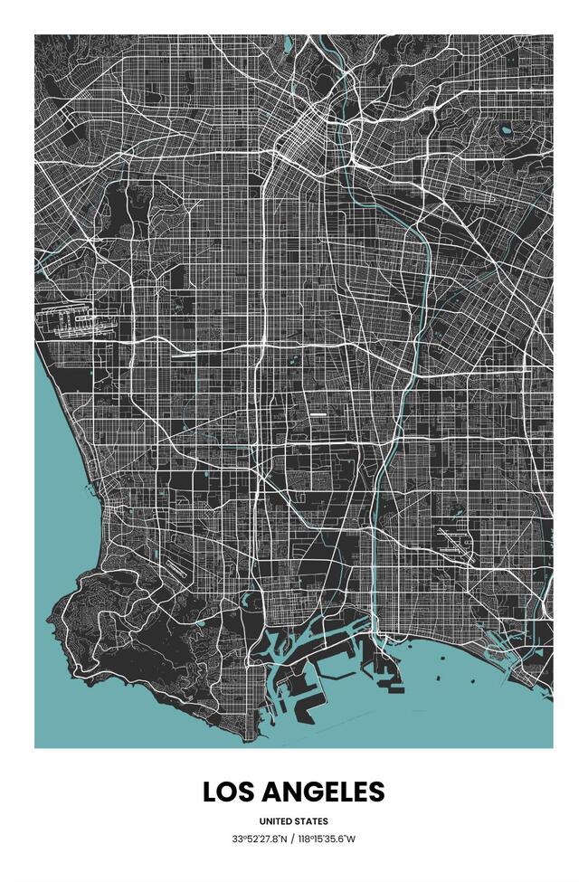 United States/美国Los Angeles/洛杉矶地图底图电子版素材