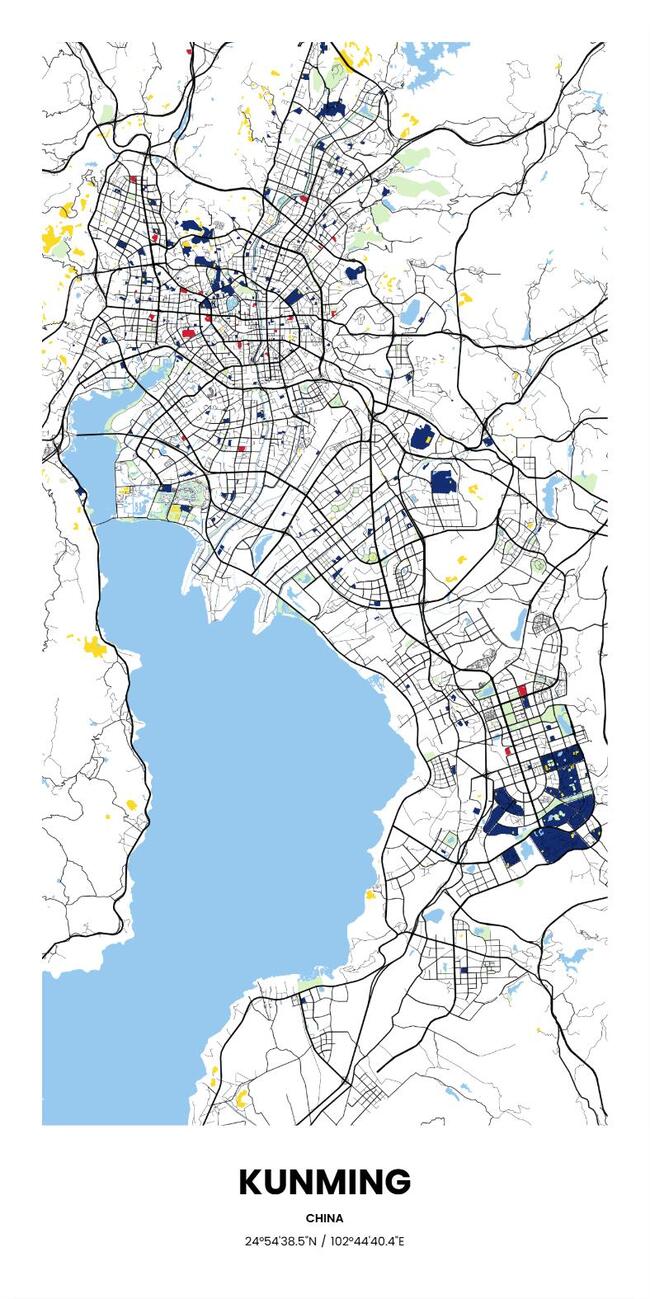 中国昆明市地图底图电子版素材