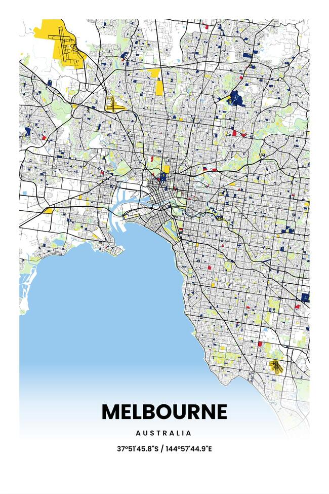 Australia/澳大利亚Melbourne/墨尔本地图底图电子版素材