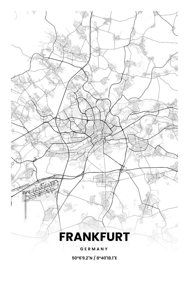 Germany/德国Frankfurt/法兰克福地图底图电子版素材