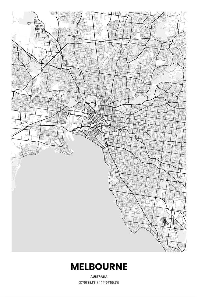 Australia/澳大利亚Melbourne/墨尔本地图底图电子版素材