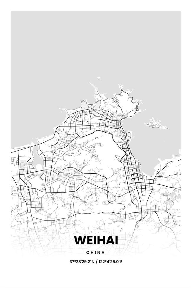 中国威海市地图底图电子版素材