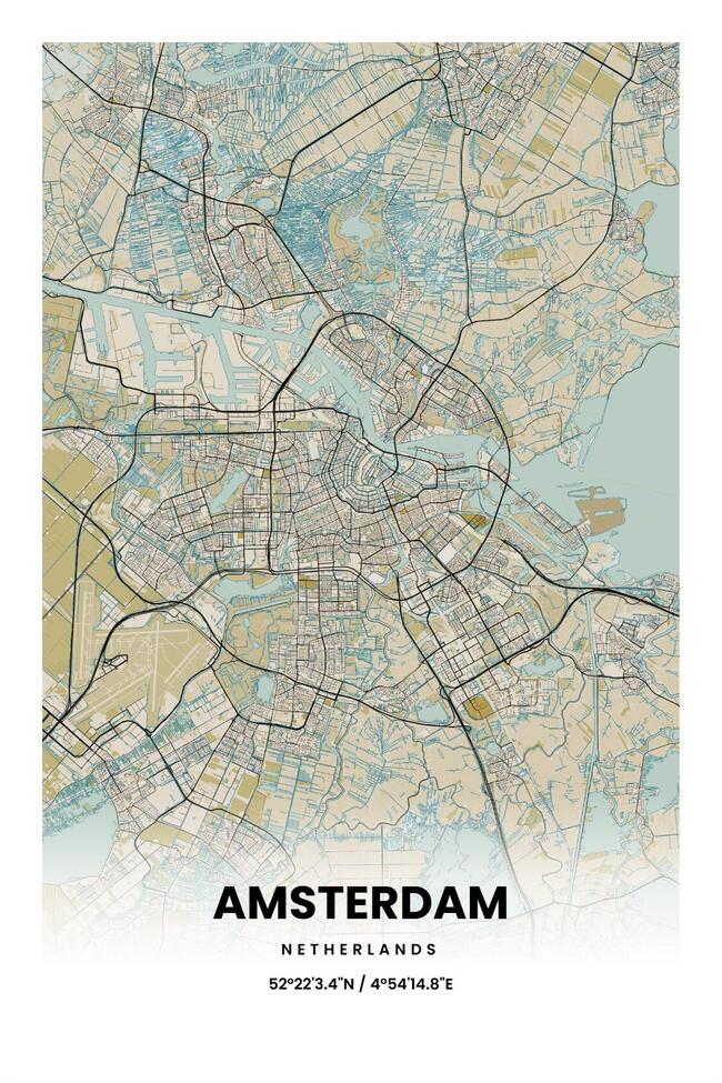 Netherlands/荷兰Amsterdam/阿姆斯特丹地图底图电子版素材