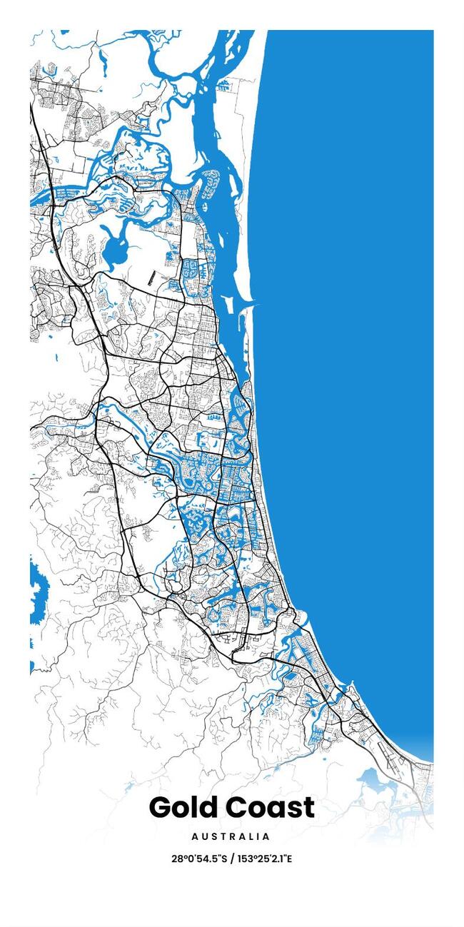 Australia/澳大利亚Gold Coast/黄金海岸地图底图电子版素材