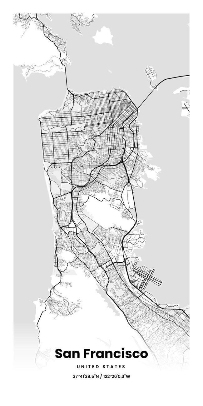 United States/美国San Francisco/旧金山地图底图电子版素材