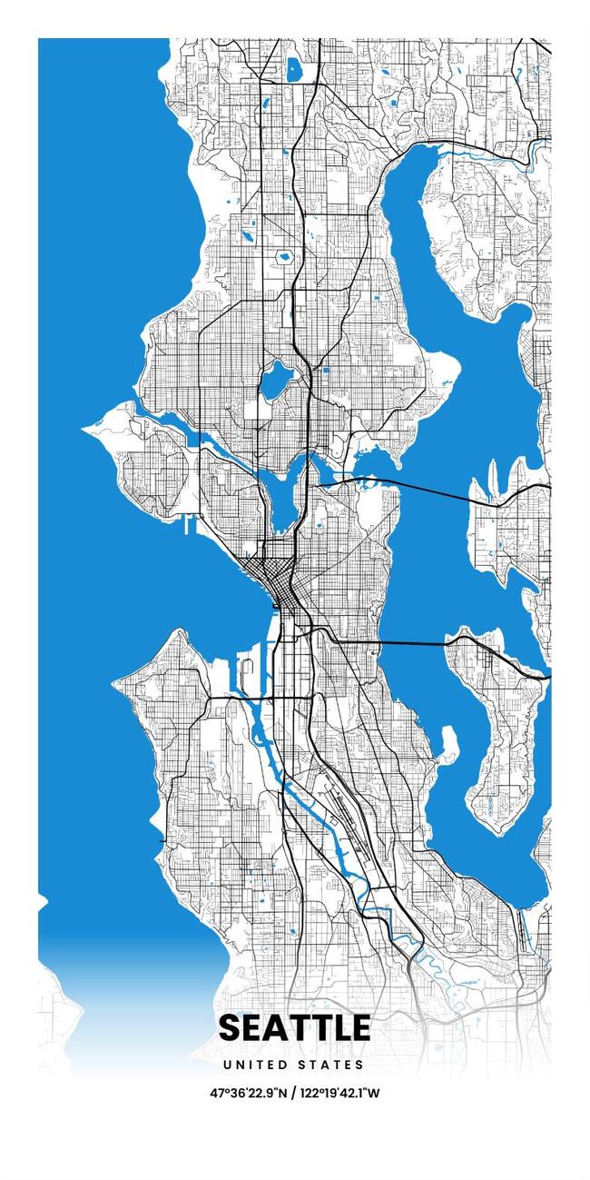 United States/美国Seattle/西雅图地图底图电子版素材