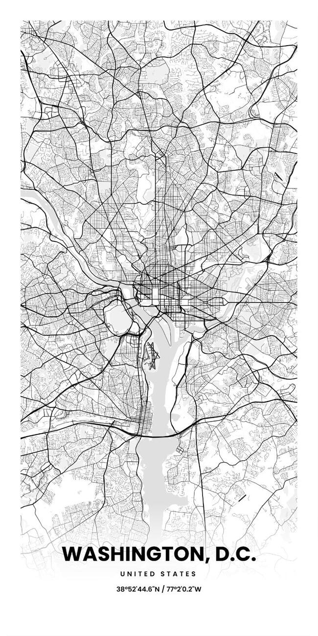 United States/美国Washington, D.C./华盛顿哥伦比亚特区地图底图电子版素材