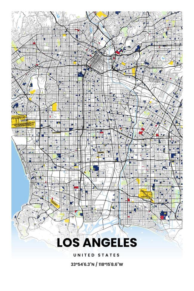 United States/美国Los Angeles/洛杉矶地图底图电子版素材