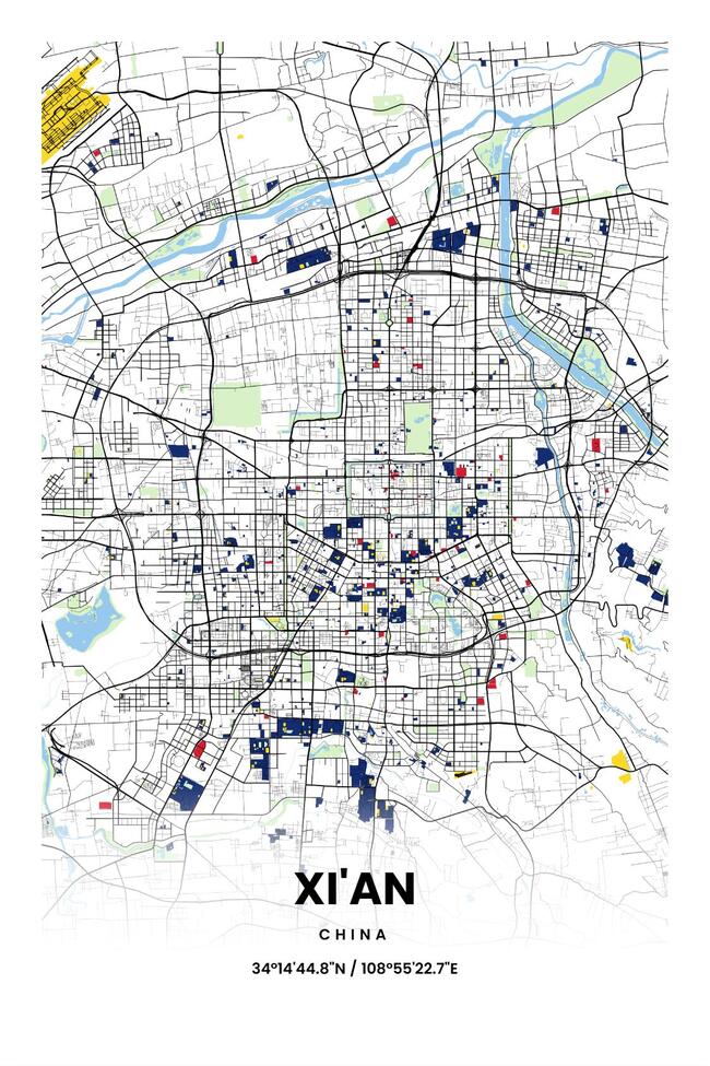 中国西安市地图底图电子版素材