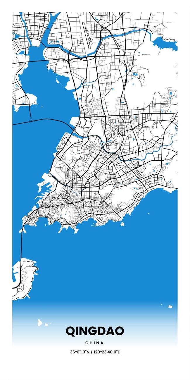 中国青岛市地图底图电子版素材