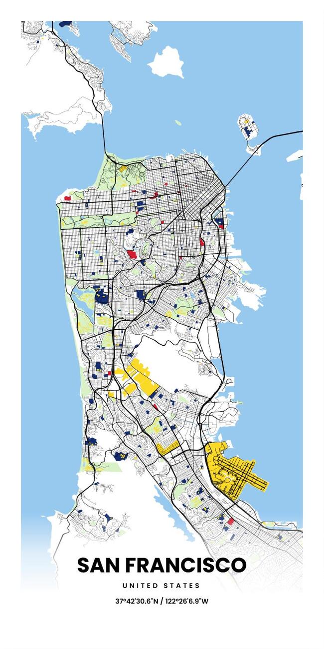 United States/美国San Francisco/旧金山地图底图电子版素材